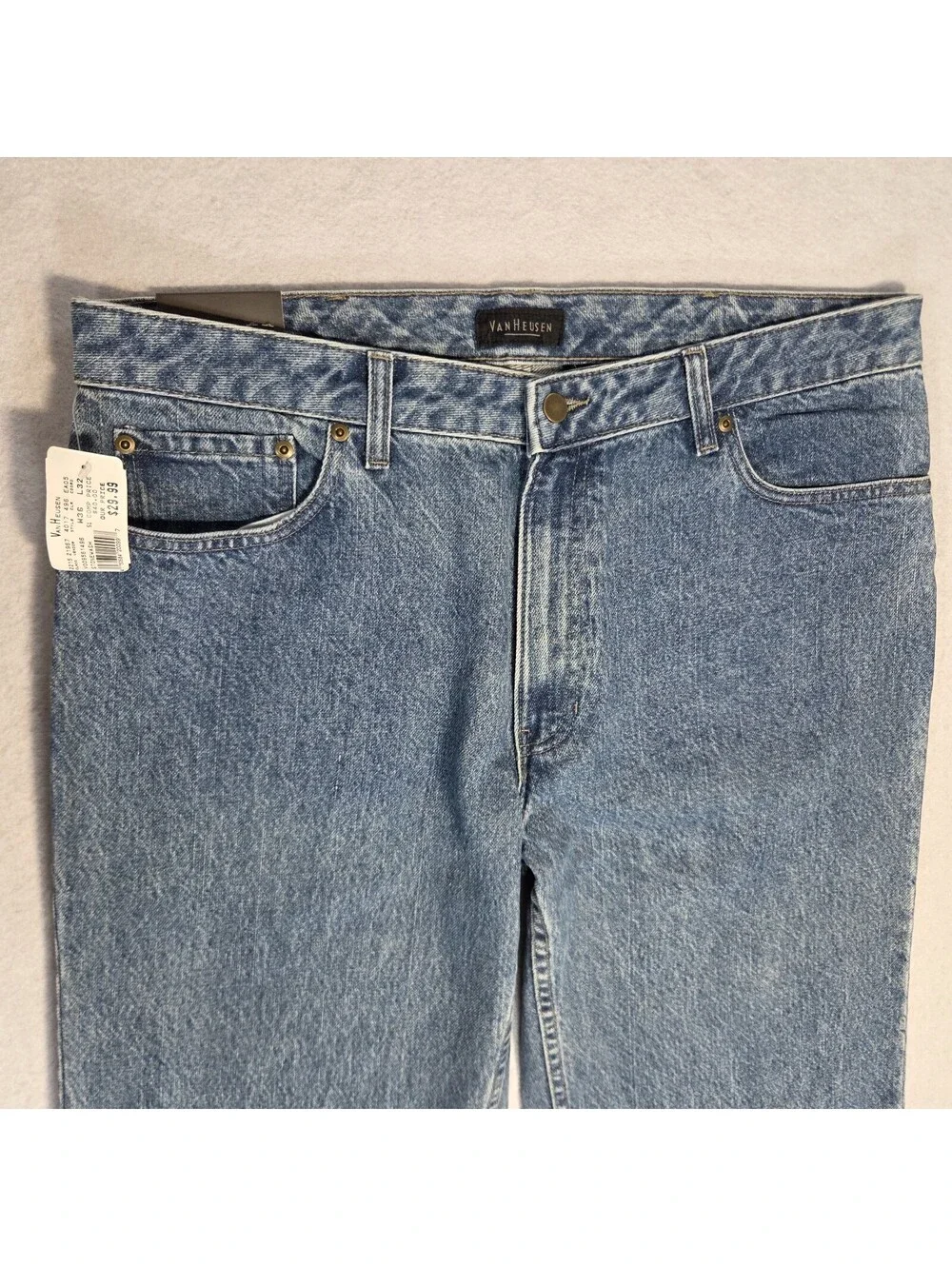 VTG Van Heusen Jeans Men's 36x32 Blue Cotton Denim Straight Leg Workwear Travel